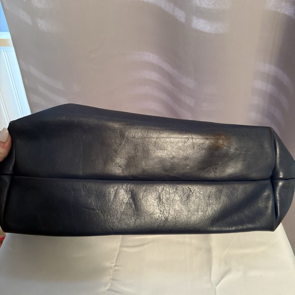 CLARE V. Le Zip Tote Bag Pacific Rustic Blue Orange Leather Purse Overnight Bag - Picture 3 of 16